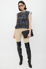 Chloé Black & Gold Pebbled Leather Pouch