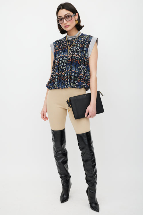 Chloé Black & Gold Pebbled Leather Pouch