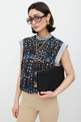 Chloé Black & Gold Pebbled Leather Pouch