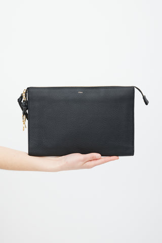 Chloé Black & Gold Pebbled Leather Pouch