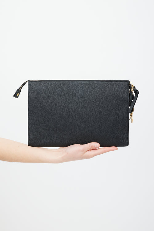Chloé Black & Gold Pebbled Leather Pouch
