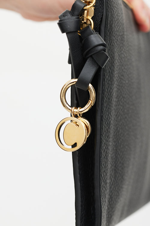 Chloé Black & Gold Pebbled Leather Pouch