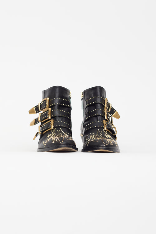 Chloé Black & Gold Susanna Studded Boot