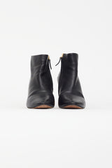 Chloé Black Leather & Gold Block Heel Boot
