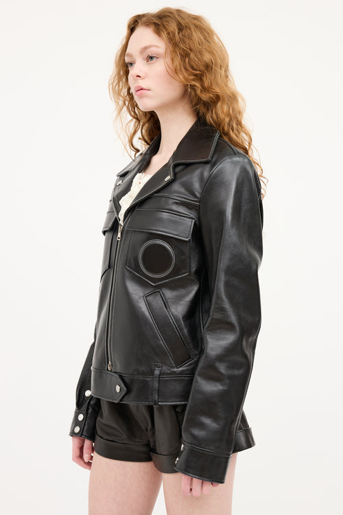 Black Panel Leather Jacket