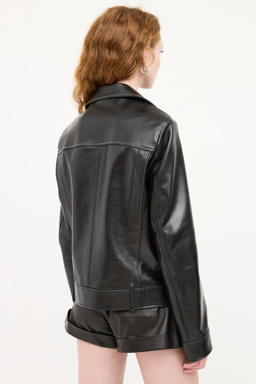 Black Panel Leather Jacket