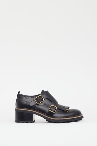 Chloé Black Leather Fringe Loafer