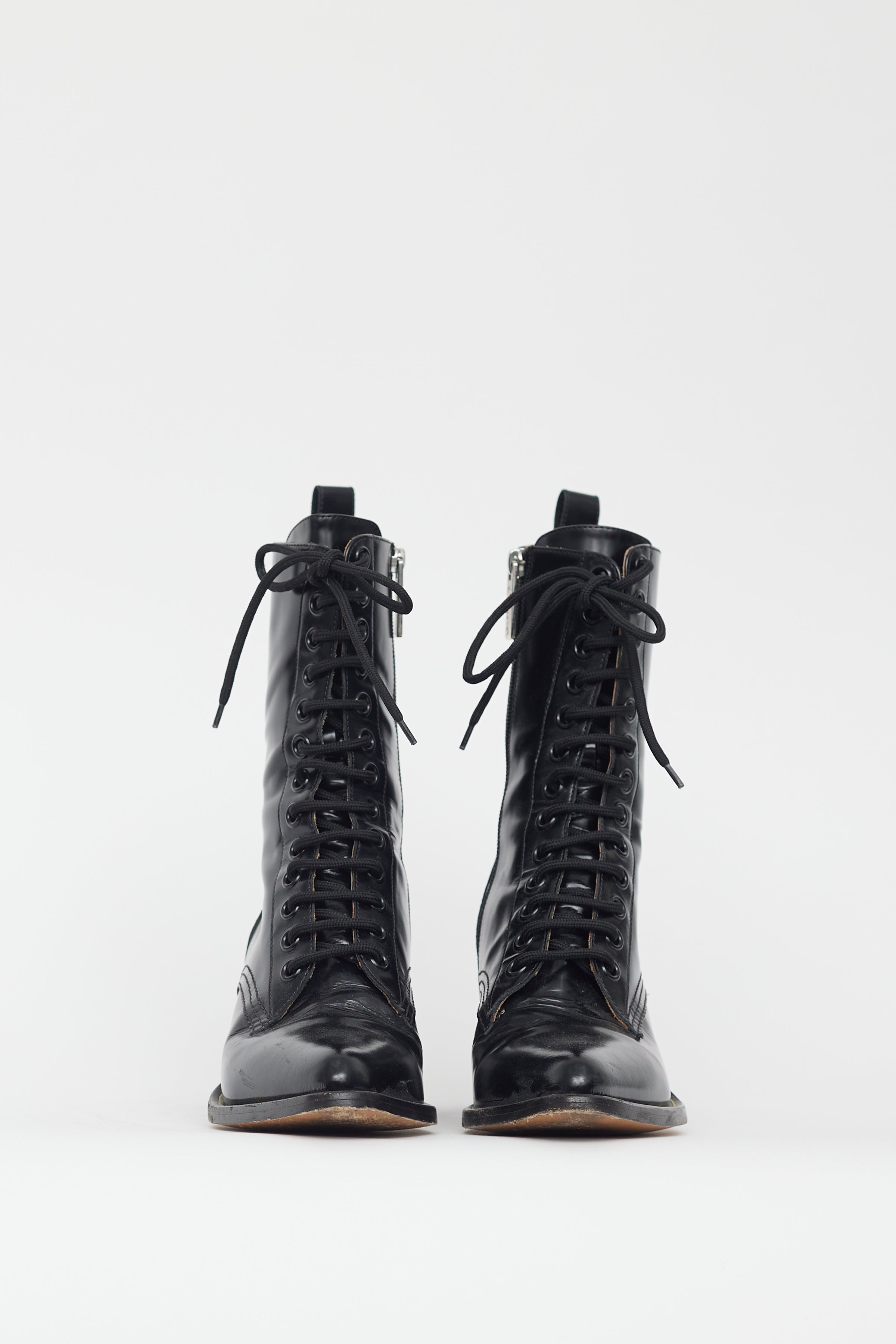 Dior Combat Ankle Boot Black Polished Calfskin and Dior Oblique Jacquard |  DIOR