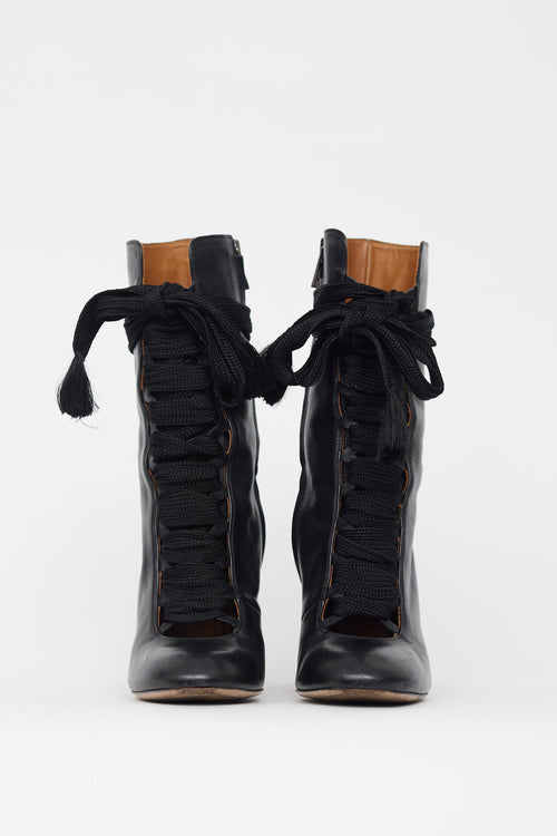 Chloé Black Leather Lace Up Boot