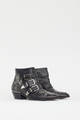 Chloé Black & Silver Susanna Studded Boot