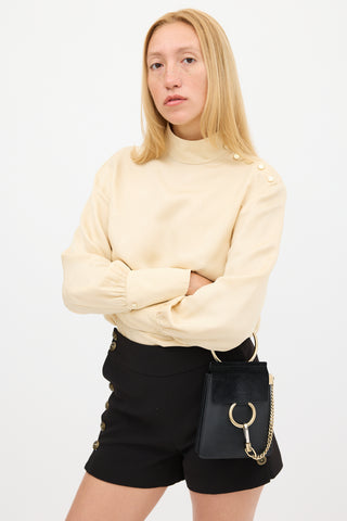 Chloé Black Leather & Suede Faye Bracelet Bag