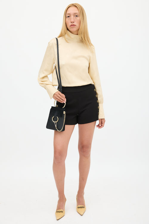 Chloé Black Leather & Suede Faye Bracelet Bag
