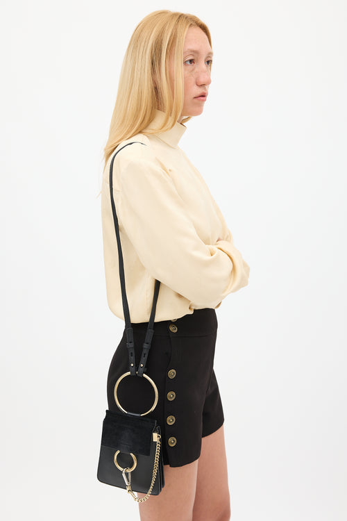 Chloé Black Leather & Suede Faye Bracelet Bag