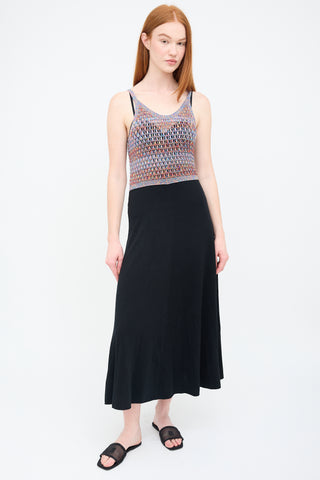 Chloé Black & Multi Wool Crochet Maxi Dress