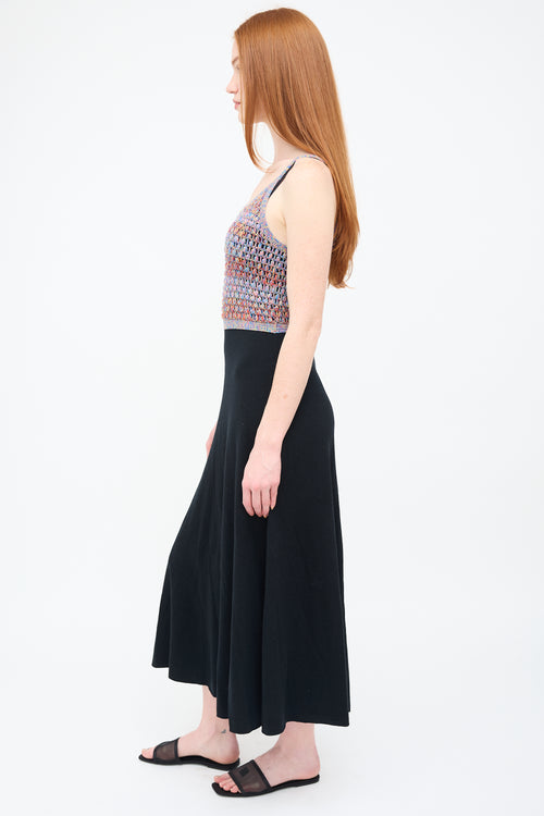 Chloé Black & Multi Wool Crochet Maxi Dress