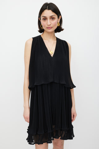 Chloé Black Pleated Tiered Dress