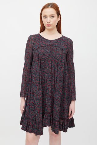 Chloé Black & Red Printed Mini Dress