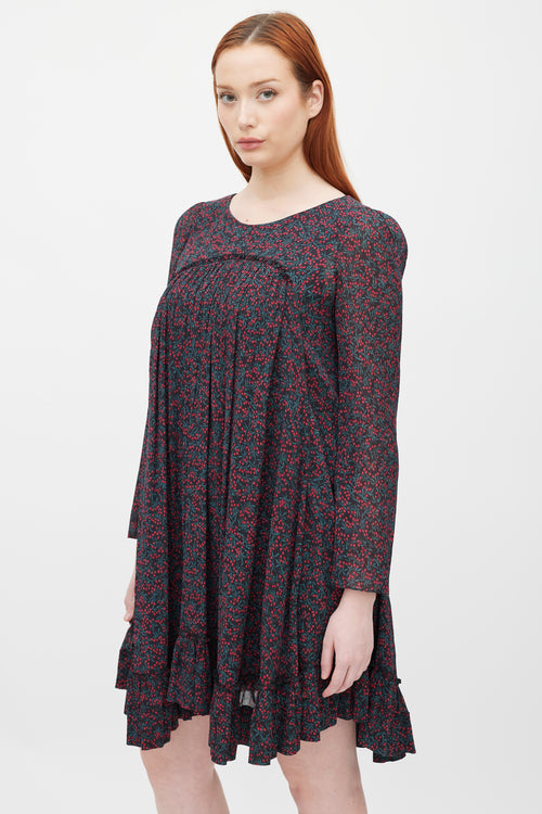 Chloé Black & Red Printed Mini Dress