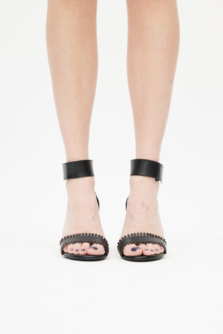 Chloé Black Scalloped Leather Sandal