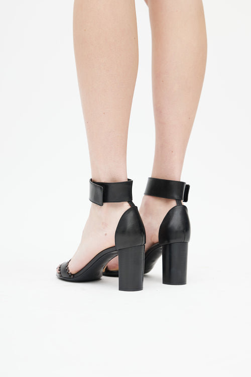Chloé Black Scalloped Leather Sandal