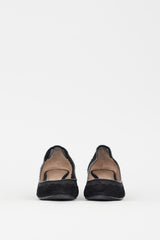 Chloé Black Suede & Mesh Scalloped Pump