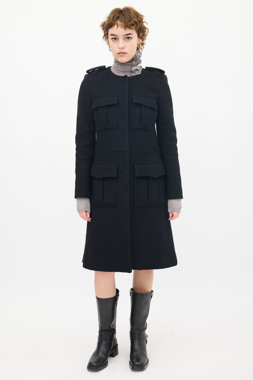 Chloé Black Wool Military Cargo Coat