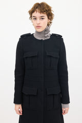 Chloé Black Wool Military Cargo Coat