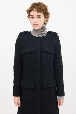 Chloé Black Wool Military Cargo Coat