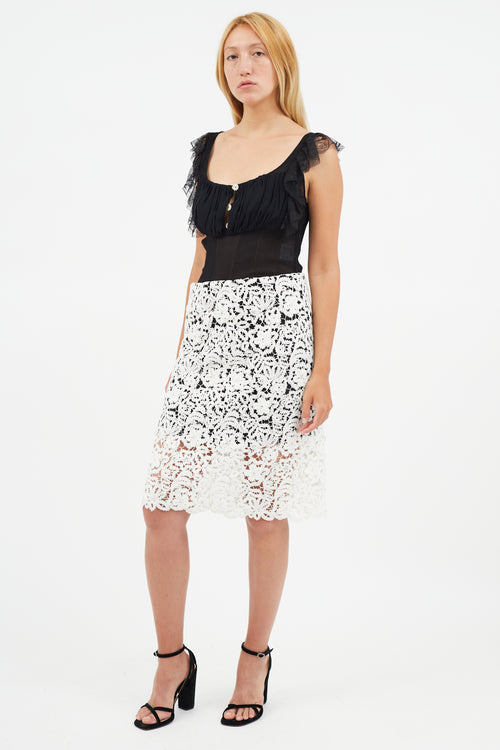 Chloé Black & White Crocheted Lace Skirt