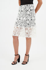 Chloé Black & White Crocheted Lace Skirt