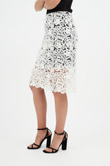 Chloé Black & White Crocheted Lace Skirt