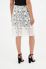 Chloé Black & White Crocheted Lace Skirt