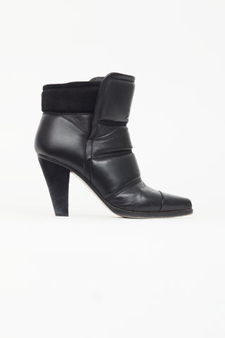 Chloé Black Leather Puffer Ankle Boot
