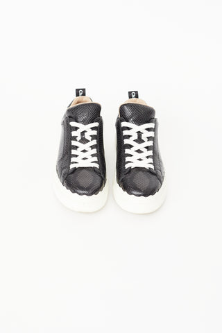 Chloé Black Leather Textured Sneaker