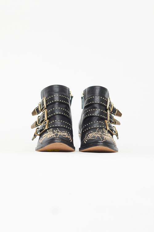Chloé Black & Gold Susanna Studded Boot