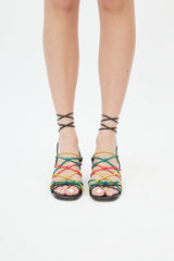 Chloé Black & Multi Leather Strappy Sandal