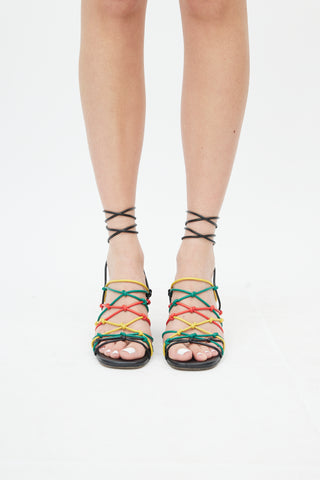Chloé Black & Multi Leather Strappy Sandal