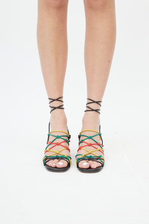 Chloé Black & Multi Leather Strappy Sandal