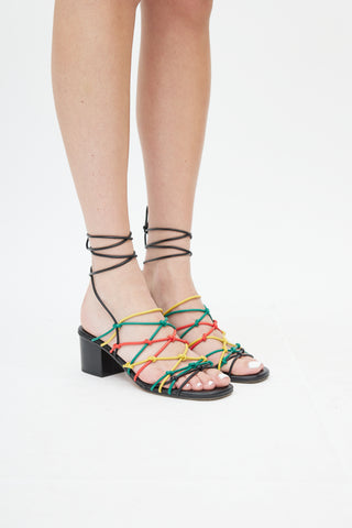 Chloé Black & Multi Leather Strappy Sandal