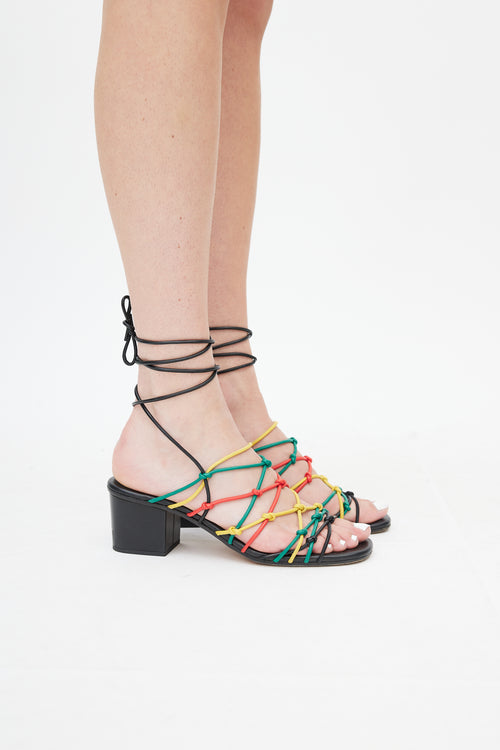 Chloé Black & Multi Leather Strappy Sandal