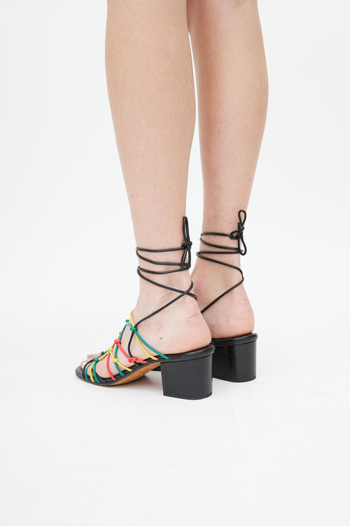 Chloé Black & Multi Leather Strappy Sandal
