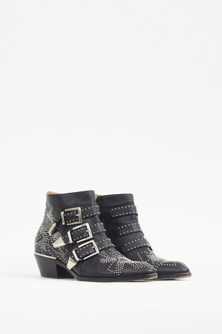 Chloé Black & Silver Studded Leather Susanna Boot