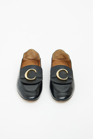 Chloé Black C Leather Loafer