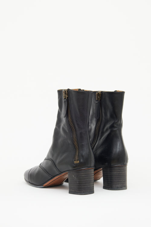 Chloé Black Leather Short Zip High Heel Boot