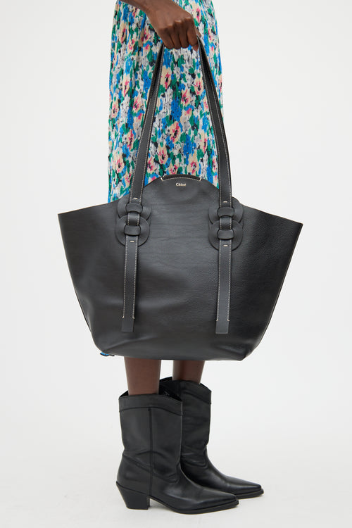 Chloé Black & White Leather Darryl Tote