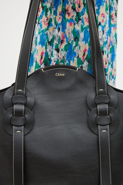 Chloé Black & White Leather Darryl Tote