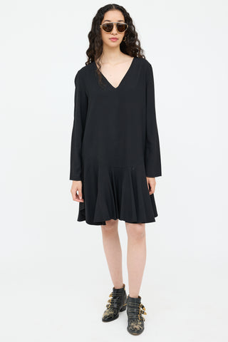 V-neck Ruffle Hem Dress