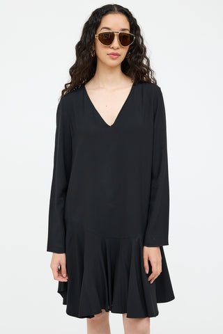 V-neck Ruffle Hem Dress