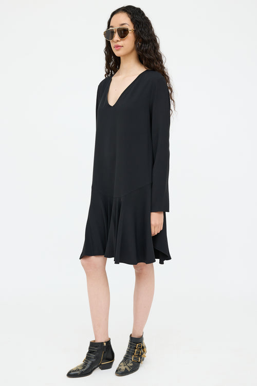 V-neck Ruffle Hem Dress