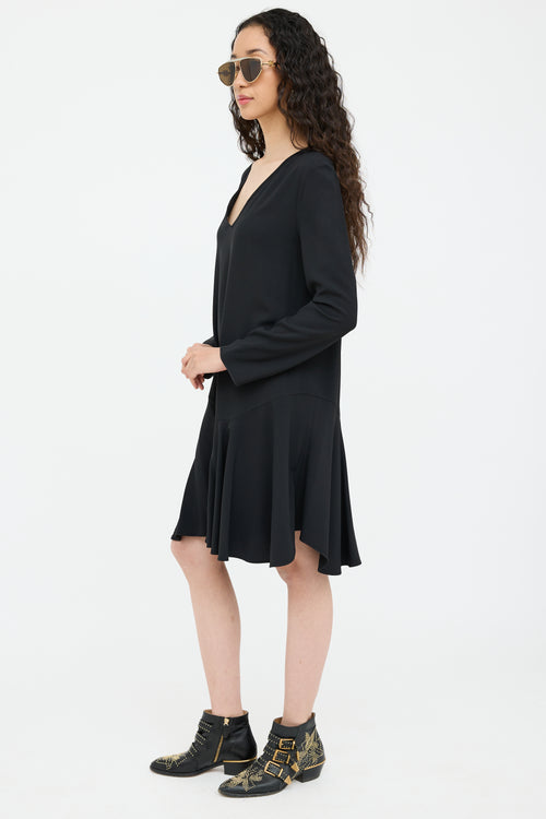 V-neck Ruffle Hem Dress